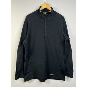 Patagonia Capilene Polartec Base Layer 1/4 Zip Men's Pullover XL Black Pocket